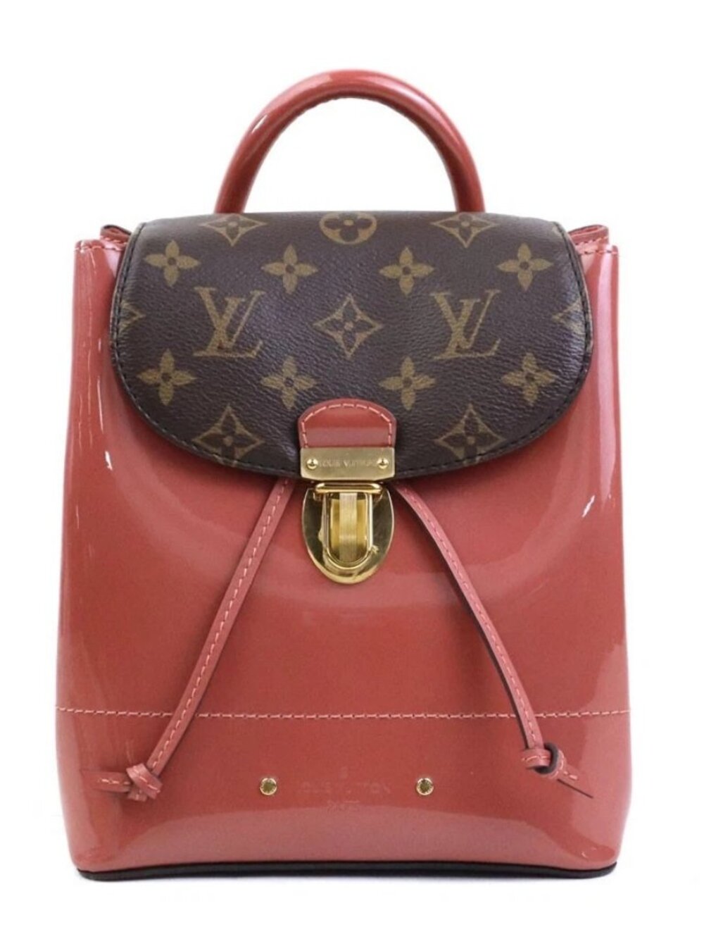LOUIS VUITTON Hot Springs Backpack Pink/Brown Patent Leather